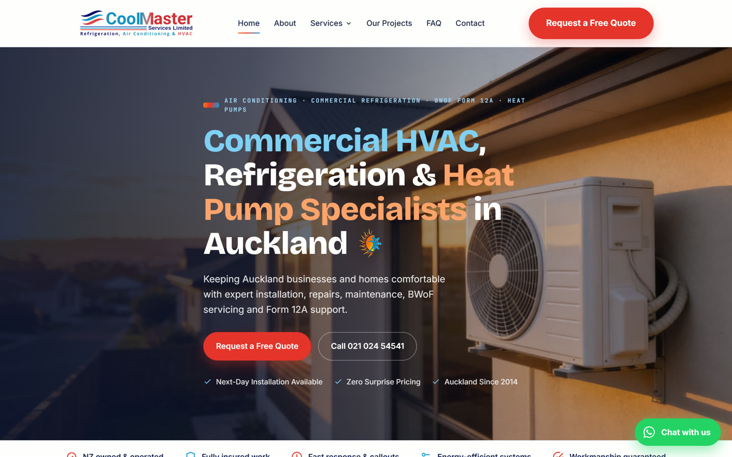 The CoolMaster Services website homepage
